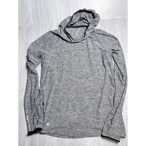 Layers Quick-Dry Mens Medium Gray Space Dye Hooded Running Shirt Reflective pock